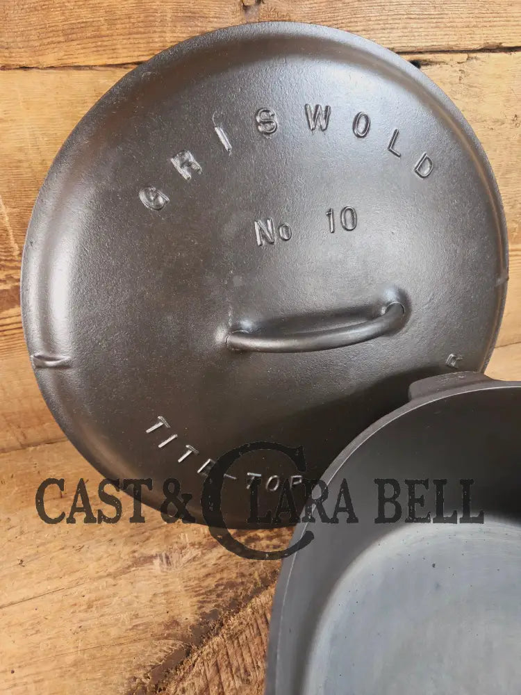 HUGE!! 1920’s Griswold Size #10 (835 A) Dutch Oven with Large Block Logo and (2553 A) Lid. One of the BIGGEST you can