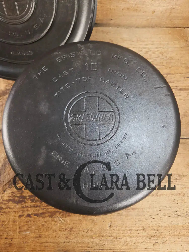 HUGE!! 1920’s Griswold Size #10 (835 A) Dutch Oven with Large Block Logo and (2553 A) Lid. One of the BIGGEST you can