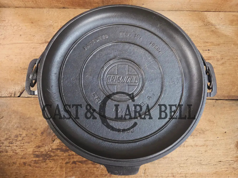 HUGE!! 1920’s Griswold Size #10 (835 A) Dutch Oven with Large Block Logo and (2553 A) Lid. One of the BIGGEST you can