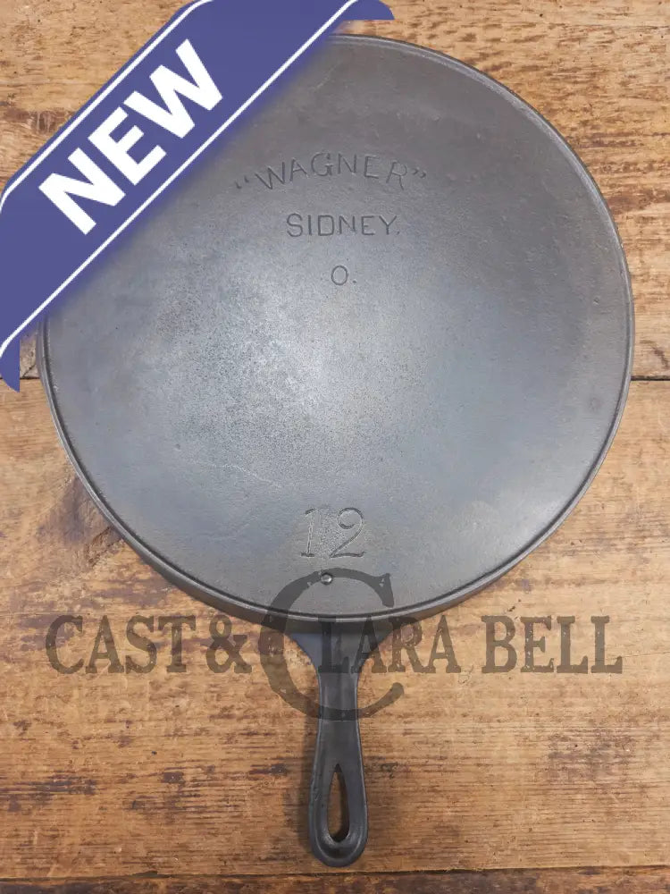 HUGE 1920’s Wagner Sidney O #12 ’Arc Straight’ Skillet with Heat Ring. Beautiful design superior performance. SC24