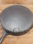 HUGE 1920’s Wagner Sidney O #12 ’Arc Straight’ Skillet with Heat Ring. Beautiful design superior performance. SC24