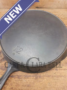 HUGE 1920’s Wagner Sidney O #12 ’Arc Straight’ Skillet with Heat Ring. Beautiful design superior performance. SC24