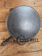 HUGE and hard to find 1910’s Early Favorite Piqua Ware #12 Cast Iron Skillet Smiley Logo great for gas or coil tops!