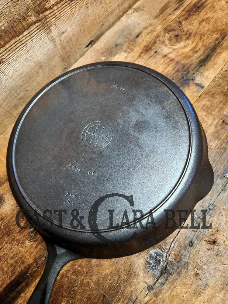 Huge Beautiful 1930’S Griswold No. 12 Skillet With Small Block Logo And Heat Ring 719 A. Perfect