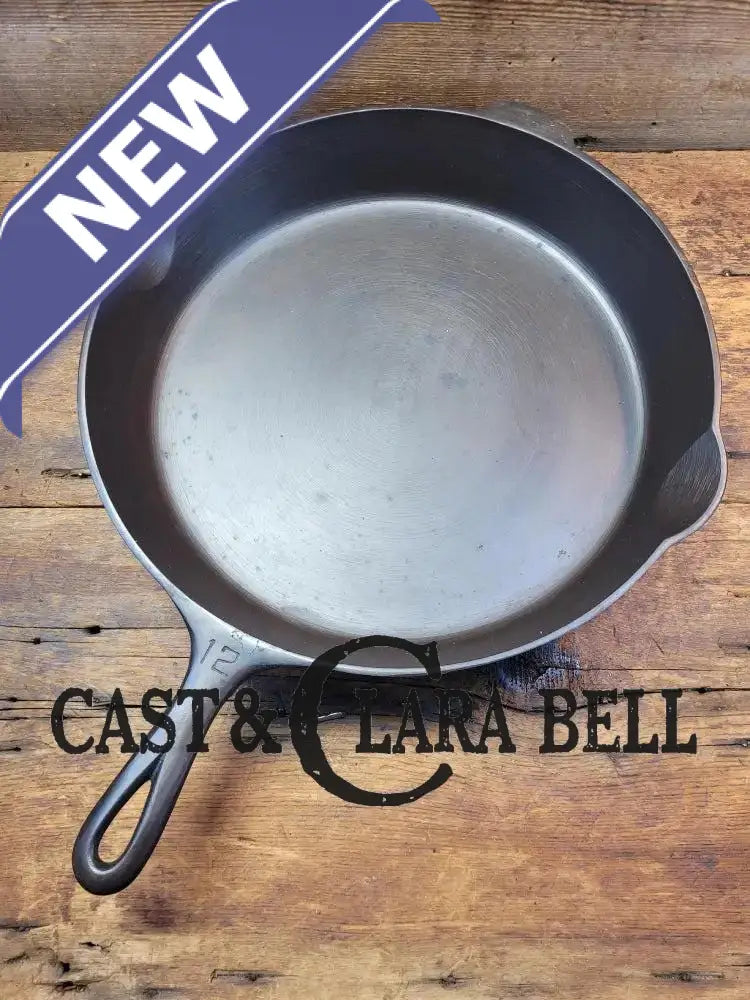 Huge beautiful 1930’s Griswold No. 12 Skillet with Small Block Logo and Heat Ring 719 D. Perfect bacon skillet!