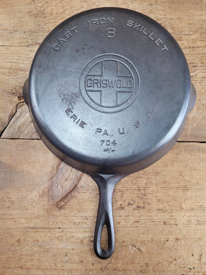 The Best Seller Classic!  Griswold #8 Cast Iron Skillet with Large Block Logo and Smooth Bottom, 704 Y