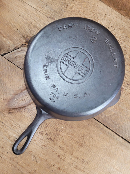 The Best Seller Classic!  Griswold #8 Cast Iron Skillet with Large Block Logo and Smooth Bottom, 704 Y