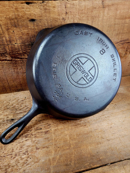 The Best Seller Classic!  Griswold #8 Cast Iron Skillet with Large Block Logo and Smooth Bottom, 704 Y