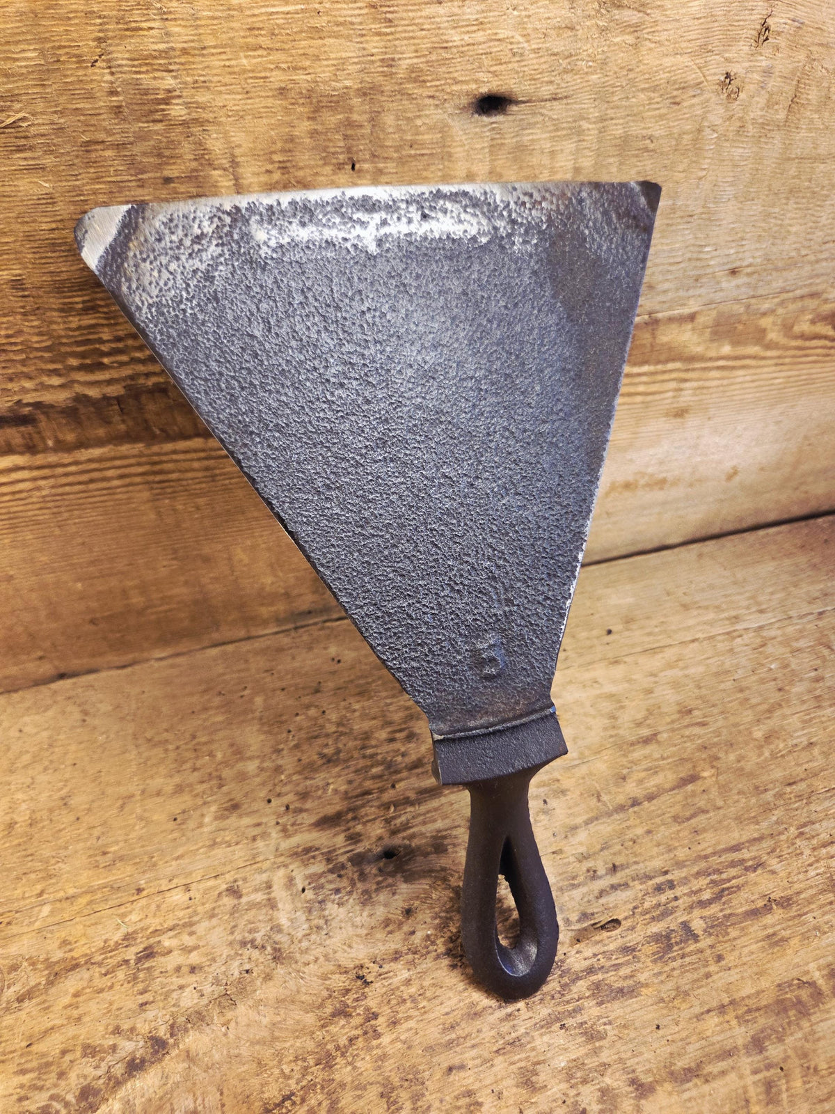 Custom made one of a kind 1800’s #8 Cast Iron Griddle Repurposed into triangular grill spatula. Perfect for the Home
