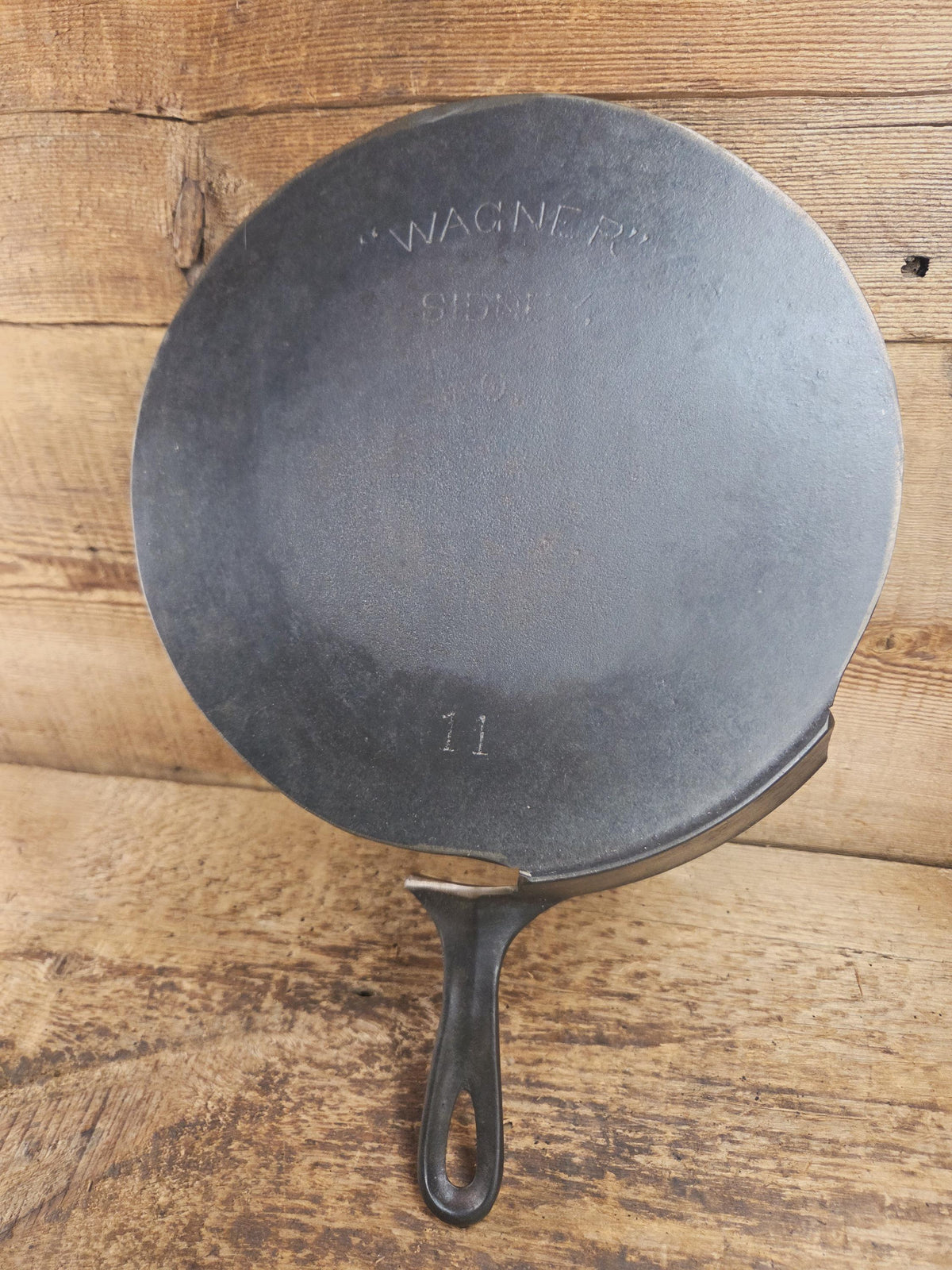 What a funky creation! Huge Repurposed Wagner #11 cast iron spatula. Possible pizza peel for your homemade pizzas!