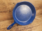 1930’s Wagner Unmarked #8 Cast Iron Sautee Skillet with blue speckled enamel! SC24 Skillet