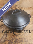 Large 1930’s Wagner Ware #9 Cast Iron Dutch Oven 1259 with Sawtooth lid! Unique pattern shift on lid Dutch Ovens