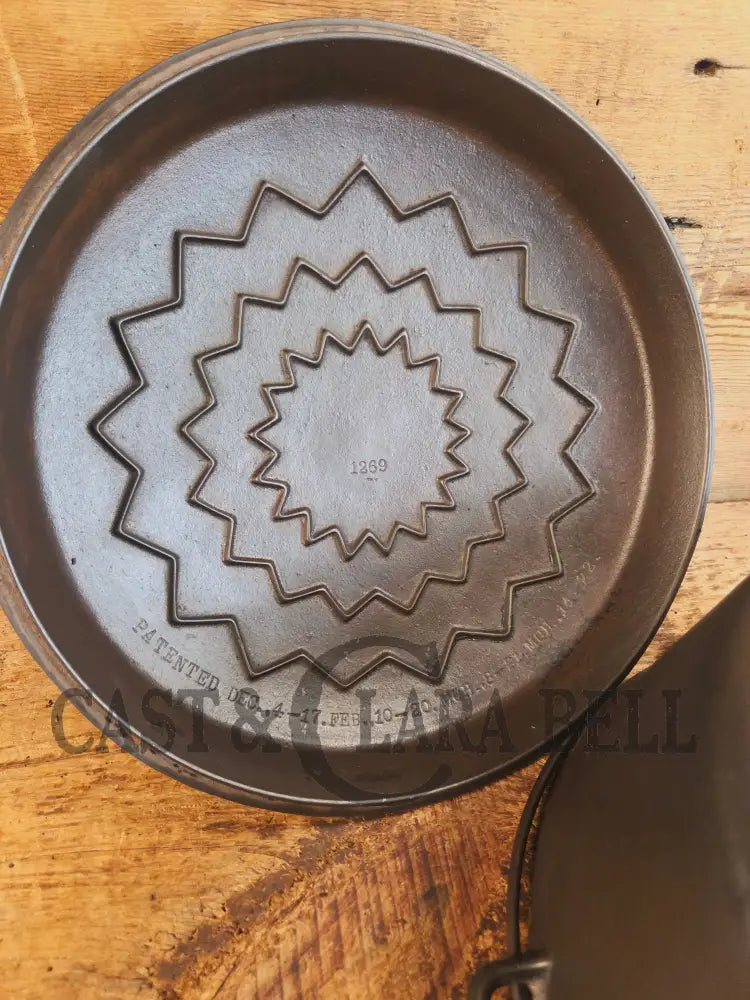 1930’s Large fully marked Wagner Ware No. 9 Dutch Oven with saw tooth style Lid 1269 - Dutch Ovens Trivets & Kettles