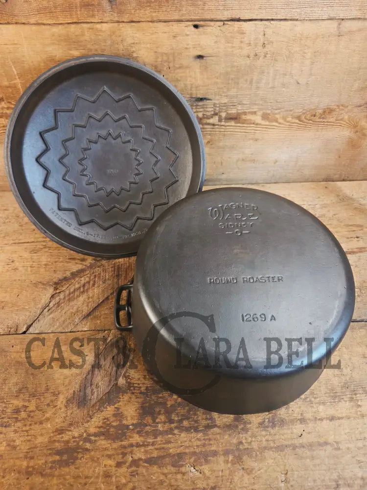 1930’s Large fully marked Wagner Ware No. 9 Dutch Oven with saw tooth style Lid 1269 - Dutch Ovens Trivets & Kettles
