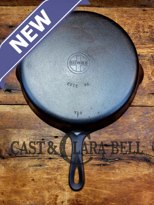 Larger Griswold #9 Cast Iron Skillet With Small Block Logo 710 F. Great Bacon Skillet