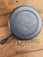 Late 1800’s Antique #9 Round Stove Eye Griddle with Gate mark and Raised 9 straight handle Griddle