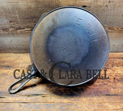 Late 1800’S Griswold Erie #10 Third Series Skillet W/ Heat Ring 716A. Unique Plated Outside Black