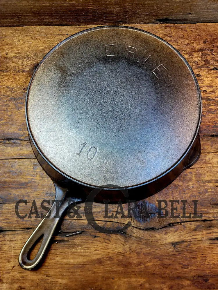 Late 1800’S Griswold Erie #10 Third Series Skillet W/ Heat Ring 716A. Unique Plated Outside Black