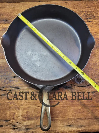 Late 1800’S Griswold Erie #10 Third Series Skillet W/ Heat Ring 716A. Unique Plated Outside Black