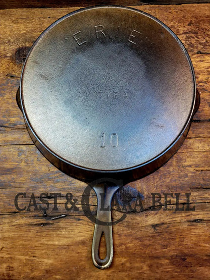 Late 1800’S Griswold Erie #10 Third Series Skillet W/ Heat Ring 716A. Unique Plated Outside Black