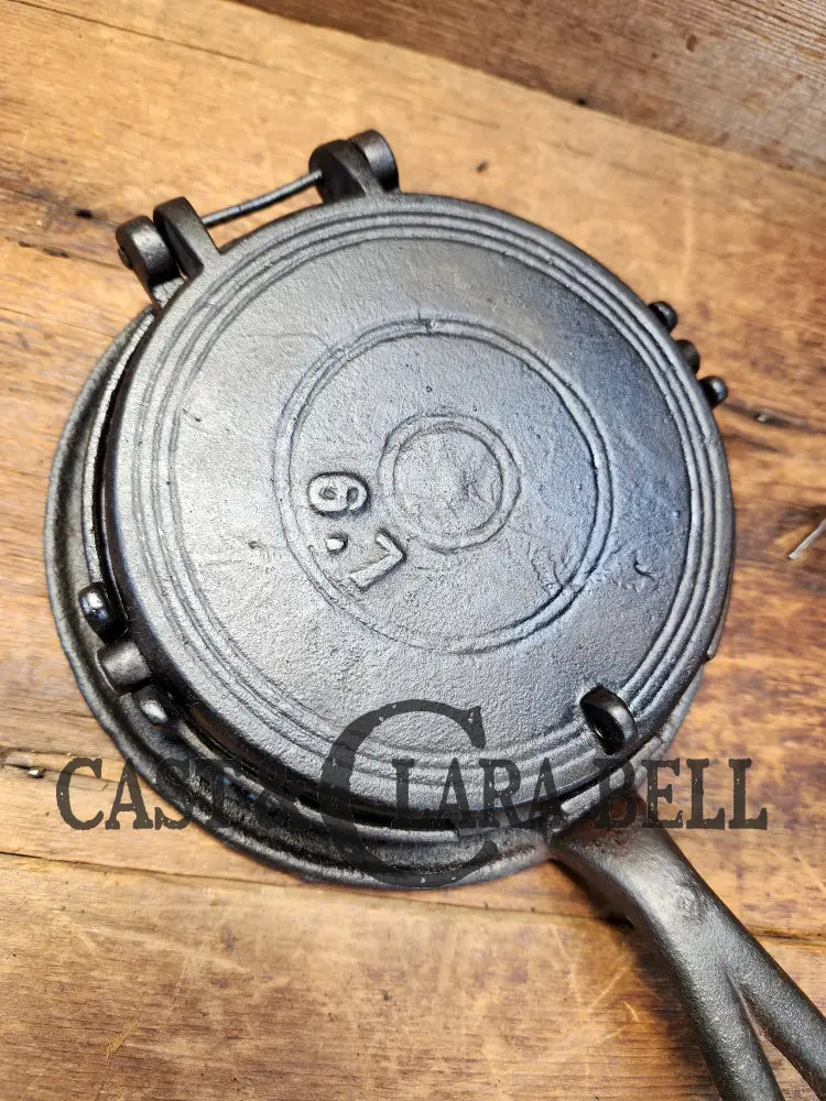 Late 1800’S Patton Style #6/7 Cast Waffle Iron. Playing Card Pattern. Compact And Ready To Make