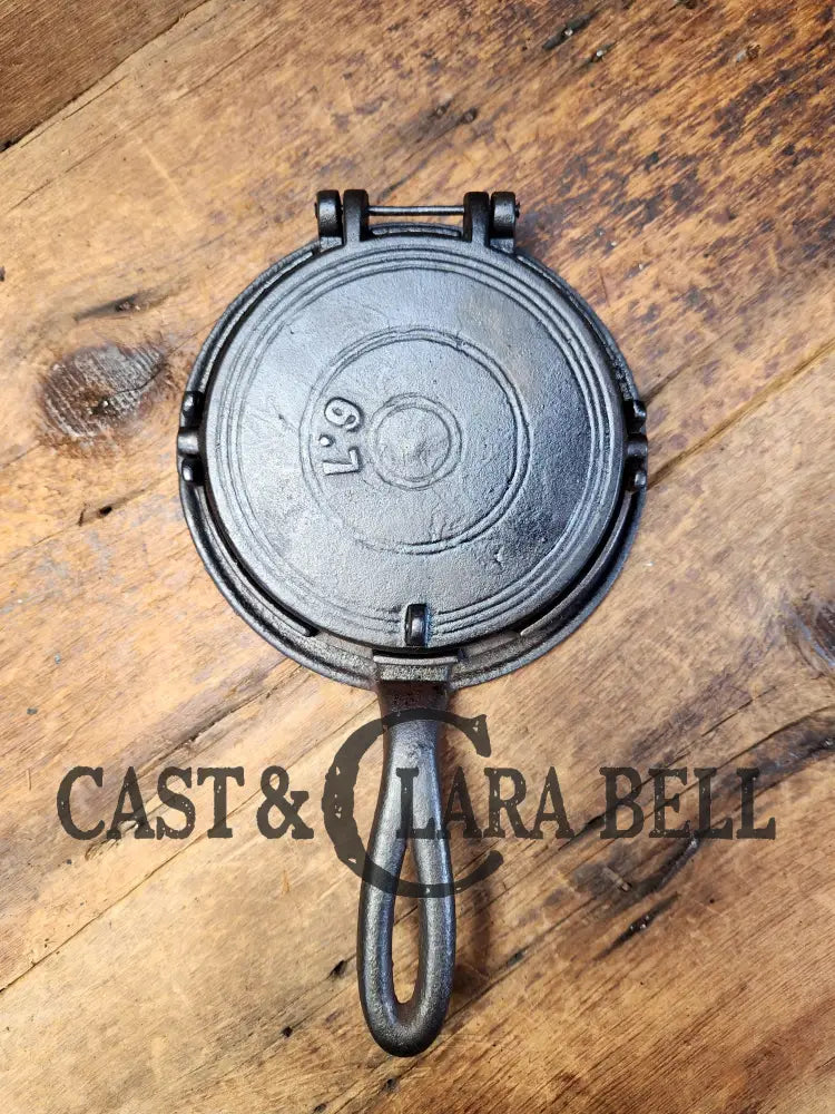 Late 1800’S Patton Style #6/7 Cast Waffle Iron. Playing Card Pattern. Compact And Ready To Make