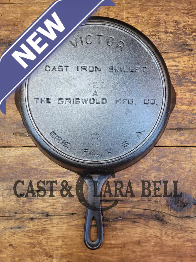 Looking For A Unique One? 1920’S Griswold’s Victor #8 Skillet With Heat Ring Fully Marked 722.