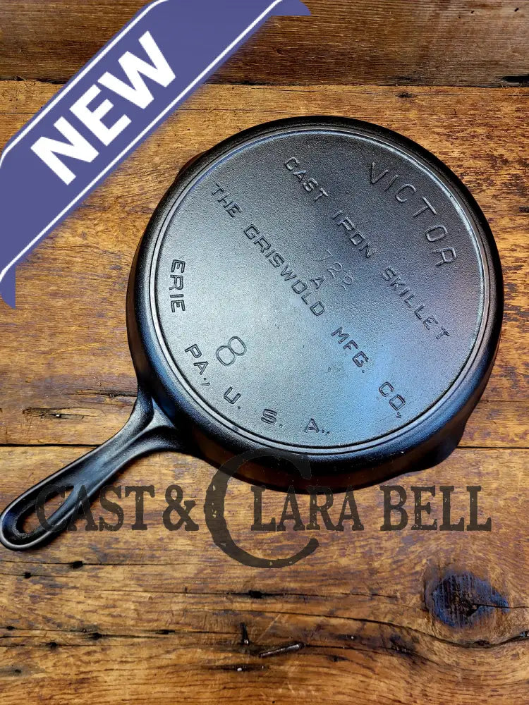 Looking For A Unique One? 1920’S Griswold’s Victor #8 Skillet With Heat Ring Fully Marked 722.