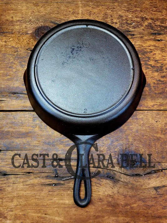 Mid 1900’S Lodge #6 Cast Iron Saute Skillet With 3 Notch Heat Ring Sc24