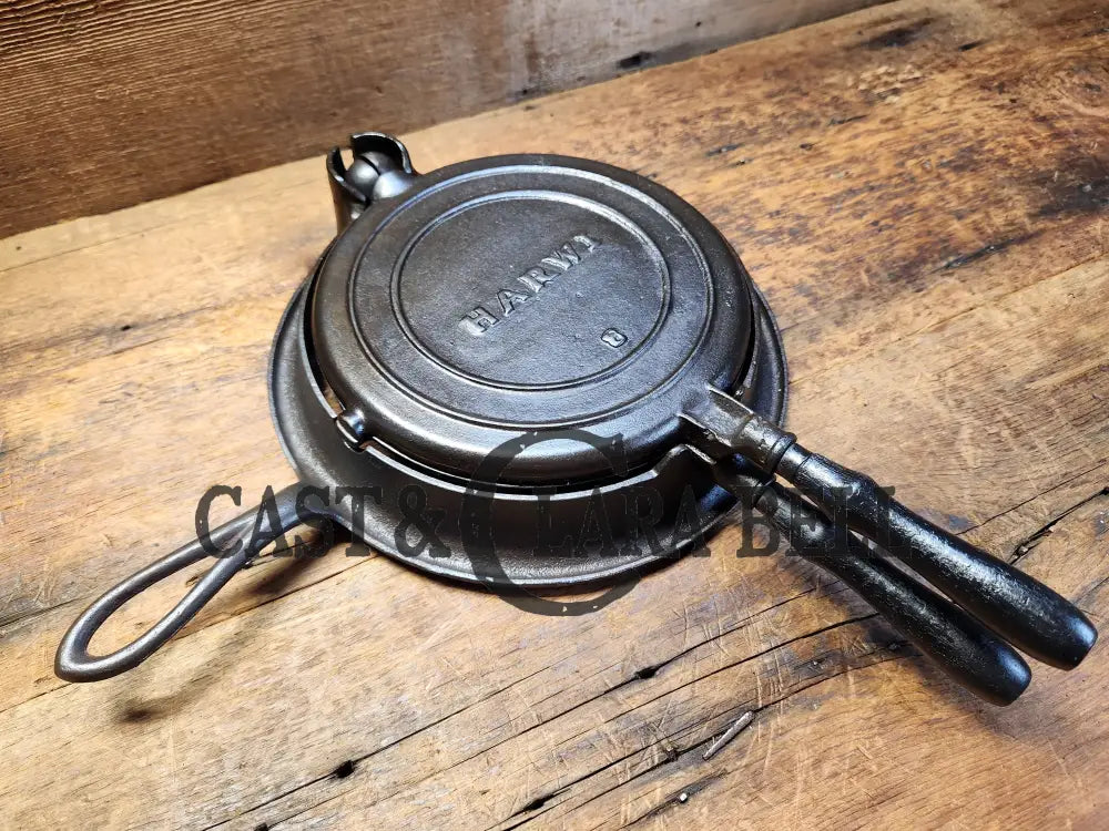 Mid 1900’S Stover Made Harwi #8 Waffle Iron With Low Base. Beautiful And Unique!