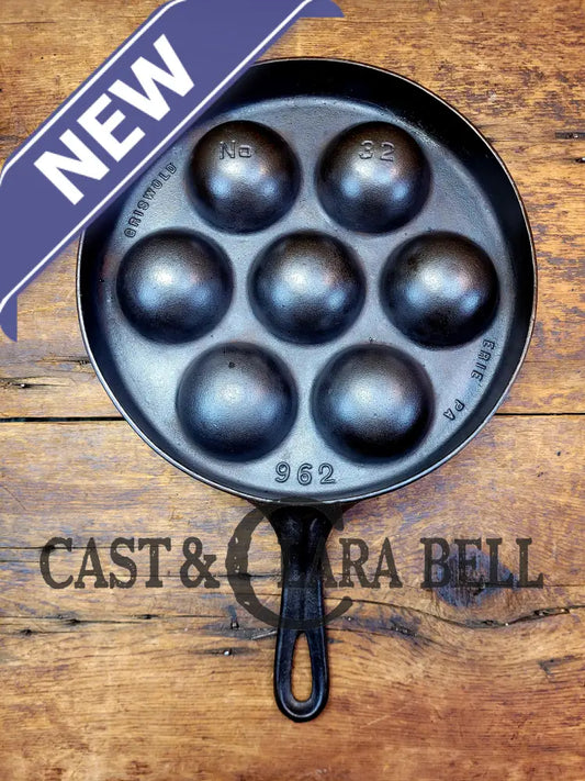 Mint! Beautiful Griswold No. 32 Cast Iron Aebleskiver 962. Awesome Poached Eggs!