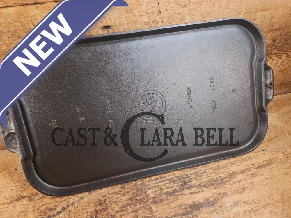 Mint condition looks brand new! 1930’s Griswold #8 Long cast iron griddle. 908 C. Great pancake griddle! Griddle