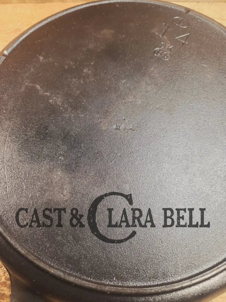 MONSTER! Mid Century era Lodge #14 Cast Iron Skillet with Three Notch Heat Ring ’US’ marking. HUGE and perfect for