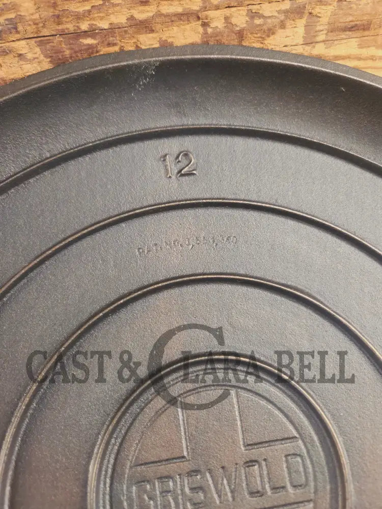 MONSTER! Very Hard to Find Griswold No. 12 Cast Iron Low Dome Skillet Lid with Large Block Logo #472 Skillet