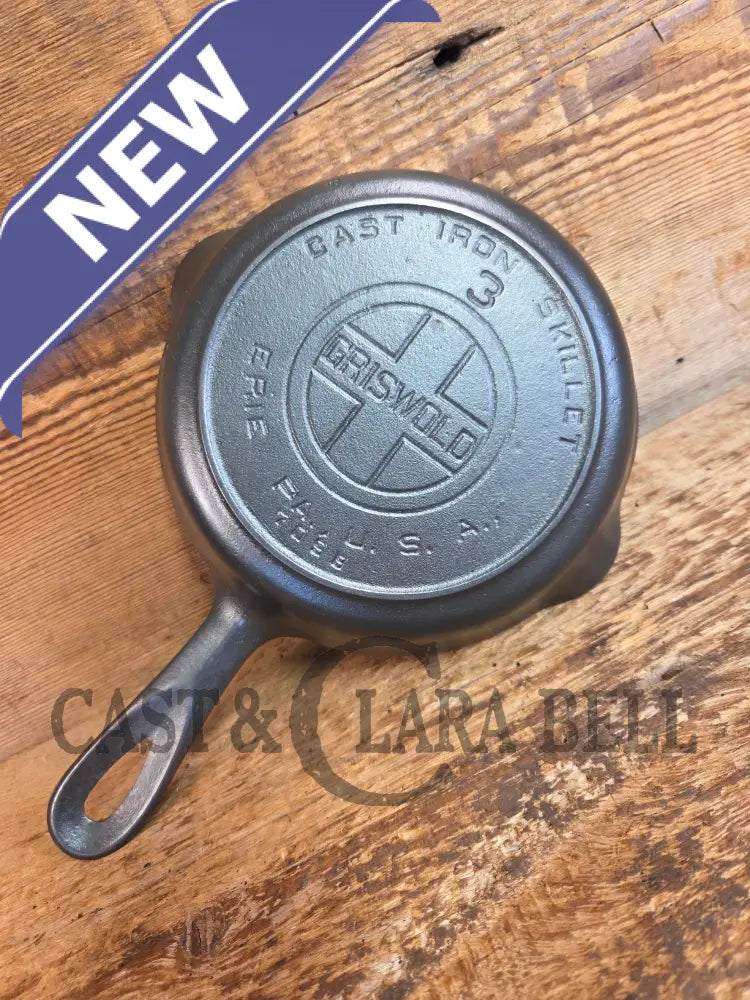 Must have! 1910’s Griswold #3 Egg Skillet with Large Block Logo and Heat Ring 709 B - Skillet