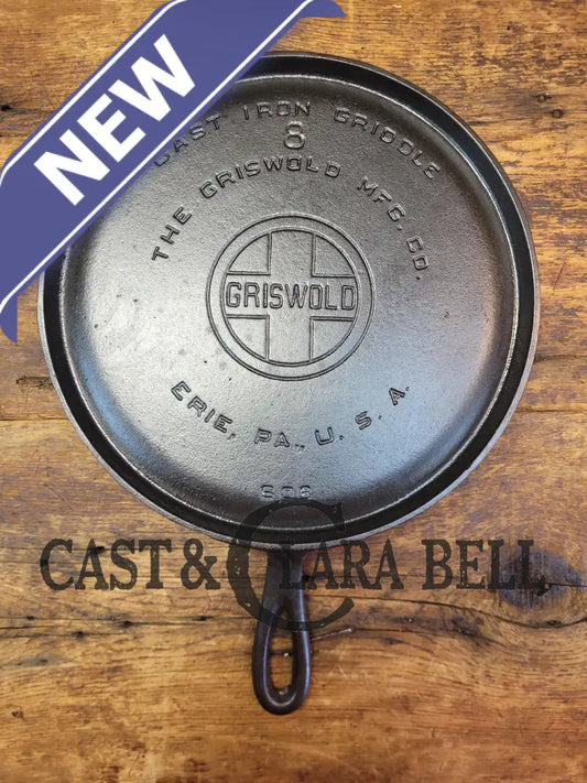 Must Have! 1920’S Griswold #8 Round Griddle 608. Makes Great Grilled Cheese And Quesadillas! Skillet