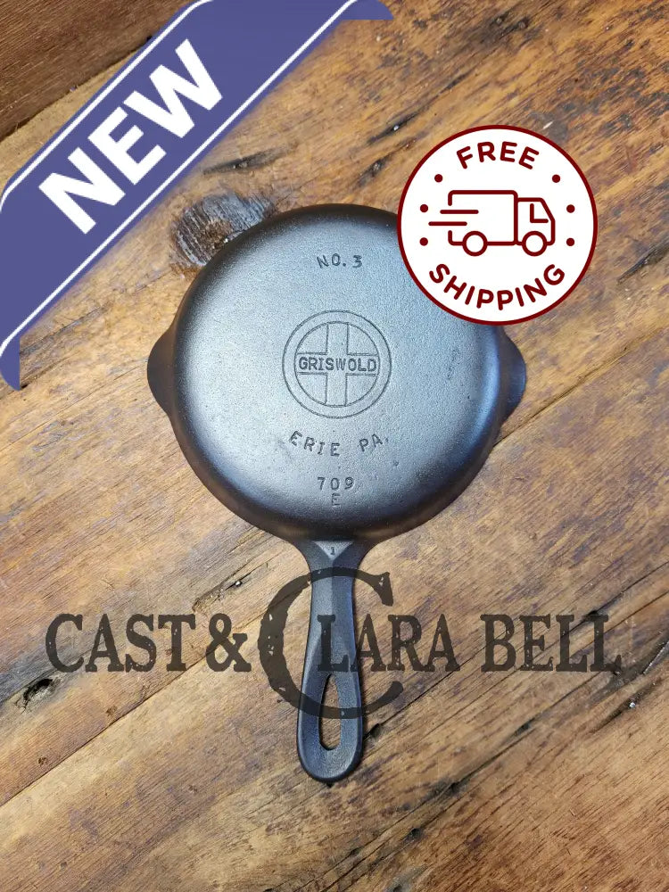 Must Have! 1940’S Griswold No. 3 Cast Iron Egg Skillet With Small Block Logo 709 E