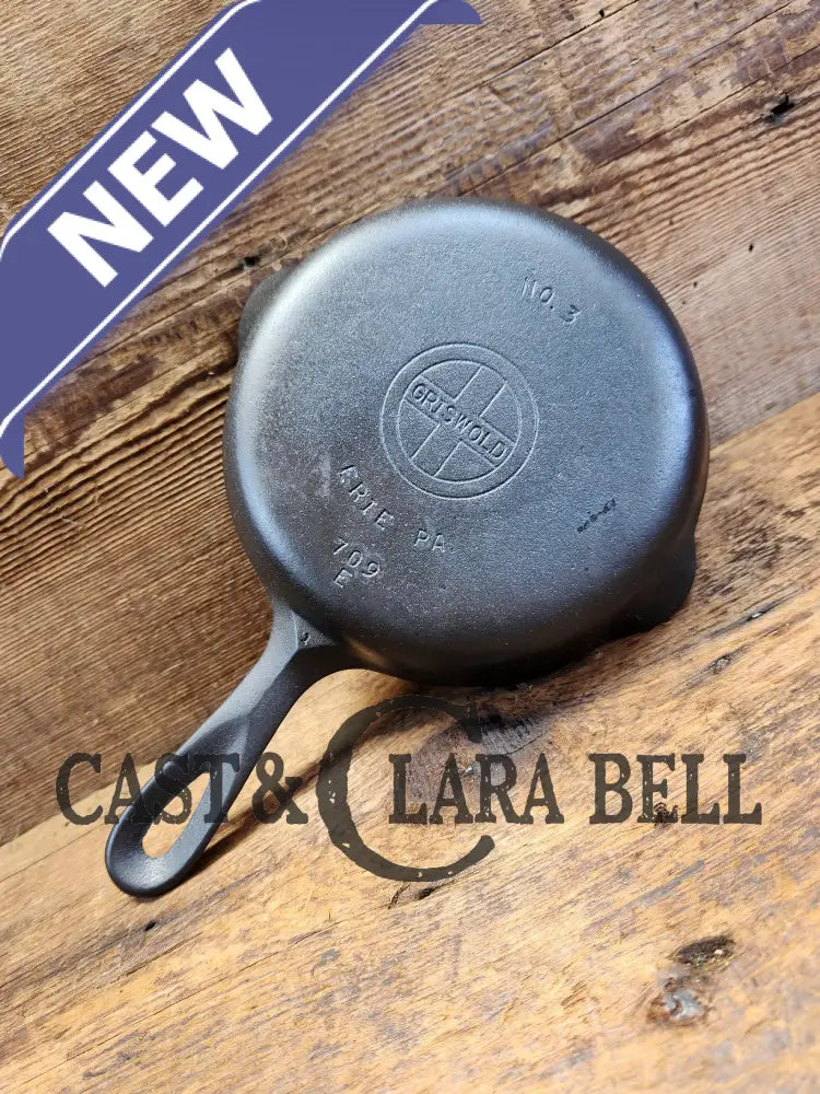 Must Have! 1940’S Griswold No. 3 Cast Iron Egg Skillet With Small Block Logo 709 E