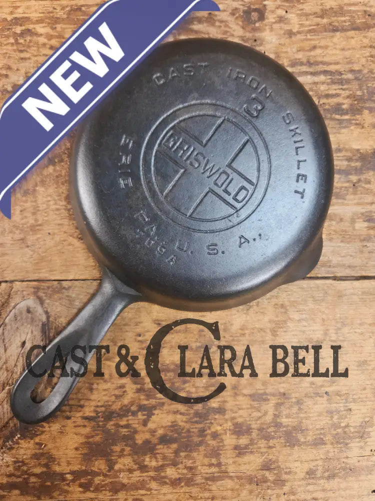 Must have egg skillet! Griswold #3 Skillet with Large Block Logo 709 B Skillet
