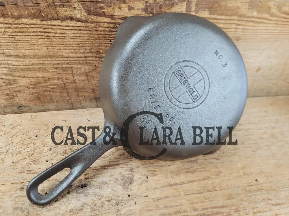 Must Have Egg skillet! Griswold No. 3 Skillet with Small Block Logo Erie PA 709 H DASH. Restored and Ready to Use!