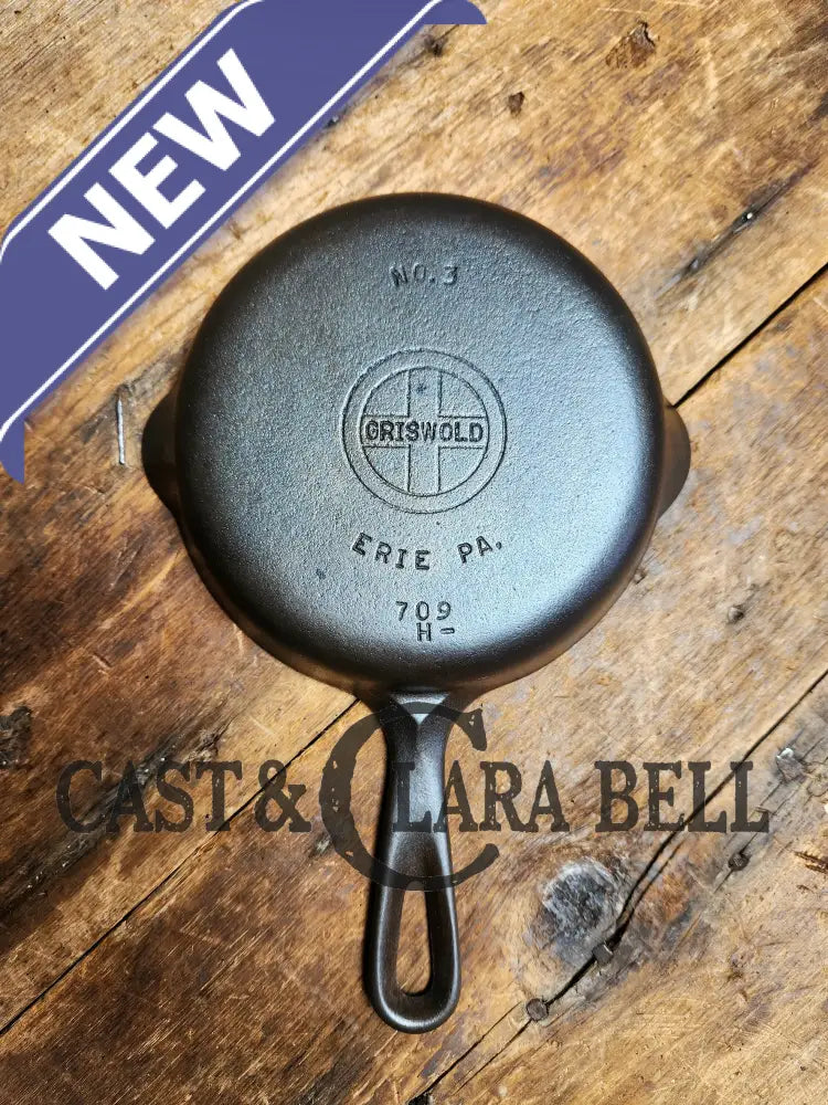 Must Have Egg Skillet! Griswold No. 3 Skillet With Small Block Logo Erie Pa 709 H. Restored And