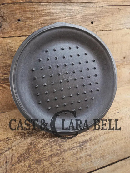 Need a lid? Big old #12 1940’s era ’s Lodge #12 cast iron low dome Skillet Lid.