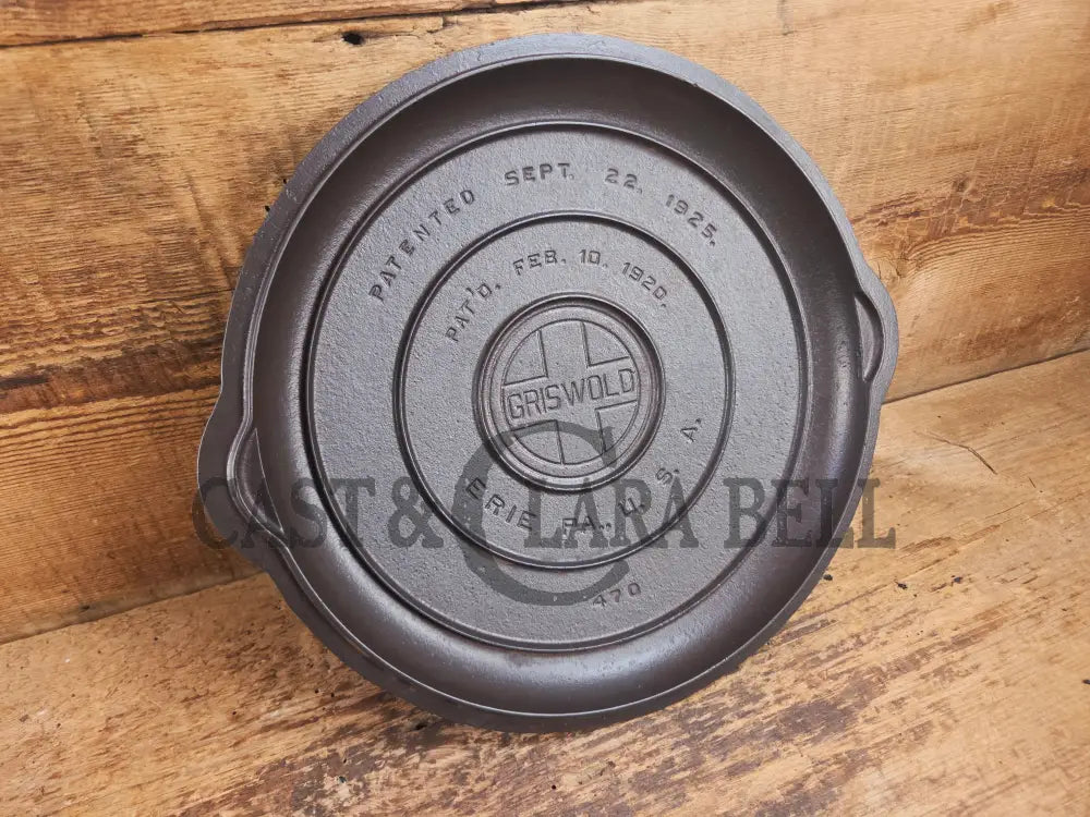 Need a lid? Hard to find 1920’s Griswold No. 10 Skillet Lid with Large Block Logo 470 Skillet
