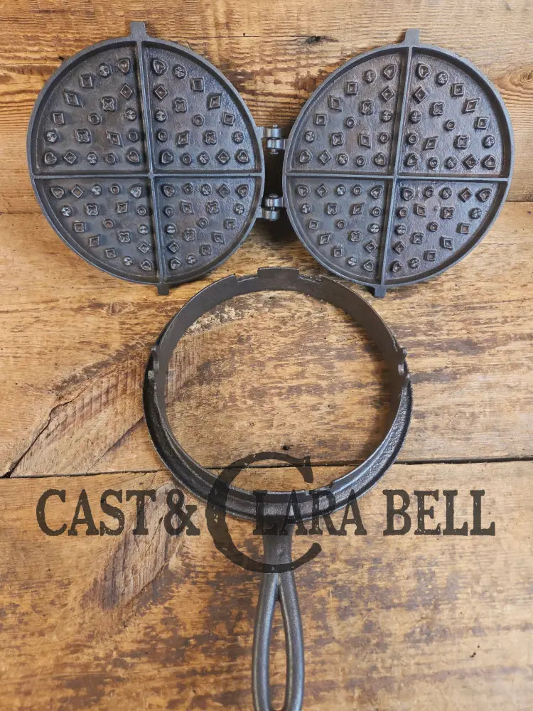 Oh MY! Civil War Era made Wright & Bridgeford antique waffle iron. Ready to make crispy waffles!ook at the waffle