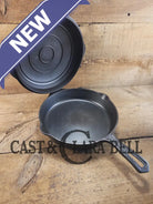 Oh my! Hard to find 1930’s Hammered finish Griswold No. 8 cast iron skillet 2008 with matching hinge lid 2098.