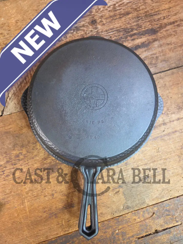 Oh my! Hard to find 1940’s Hammered finish Griswold No. 8 cast iron skillet 2008 with matching hinged skillet top 2040