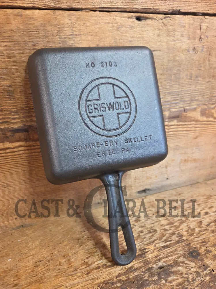 Oh my! Tough to find versatile 1930’s Griswold No. 2108 ’Groove Handle’ #3 Square-Fry Skillet - Skillet