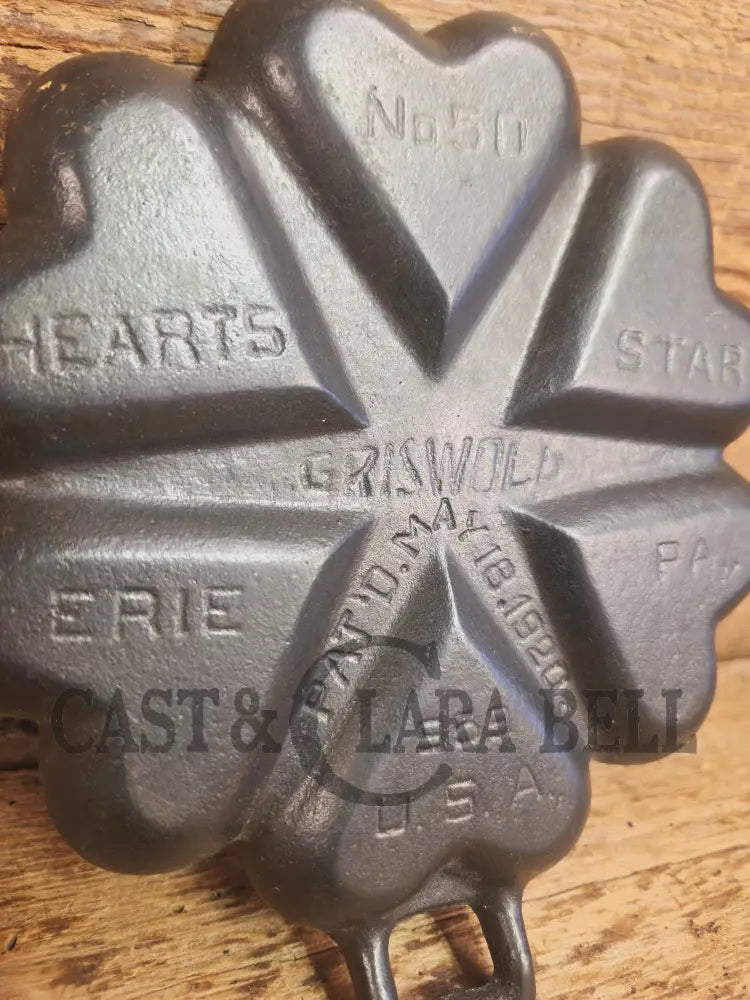 One of a Kind and RARE! Very HTF Griswold #50 Hearts and Star Gem Pan. A very special piece to own - Bakeware
