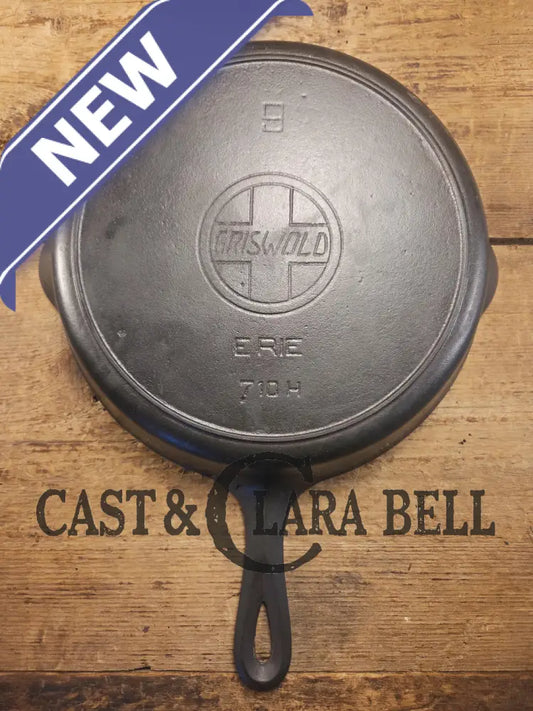 One of the earliest Griswold lines made! Lovely 1920’s Griswold #9 Skillet with Heat Ring and Large Slant Logo 710 H.