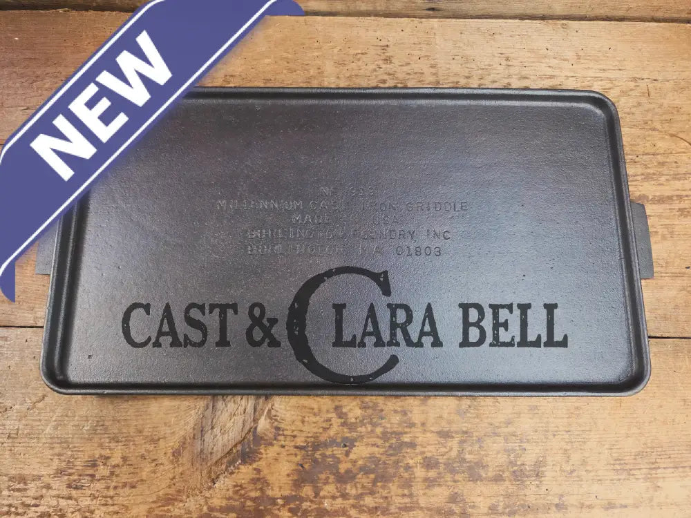 Only 100 made! Unique and rare #8 Double Sided ’Millennium Cast Iron Griddle’ by Burlington Foundry in Burlington MA